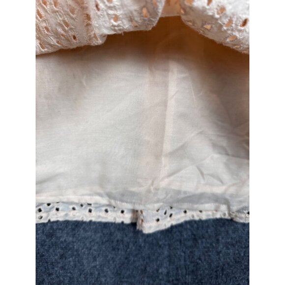 Wishing Waves Eyelet Mini Dress Small Peach Drop Waist Cottage Spring Easter - Picture 4 of 8